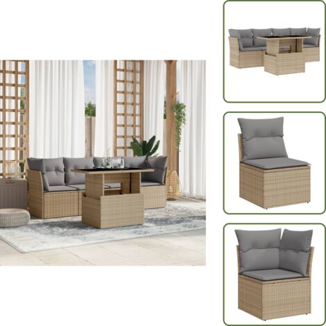 Cuscini da seduta - vidaXL Set Divano da Giardino 5 pz con Cuscini Beige in Polyrattan - Rattan PE