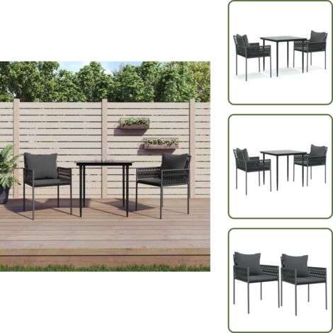 Cuscini da seduta - vidaXL Set Pranzo da Giardino 3pz con Cuscini in Polyrattan e Acciaio - Cuscini per schienale