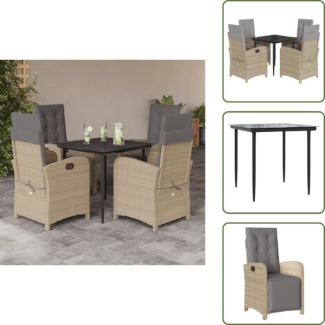 Cuscini da seduta - vidaXL Set Pranzo da Giardino 5 pz con Cuscini Beige Misto Polyrattan - Cuscini da schienale