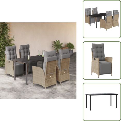 Cuscini da seduta - vidaXL Set Pranzo da Giardino 5 pz con Cuscini Beige Misto Polyrattan - Cuscini sfoderabili
