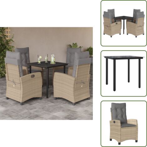 Cuscini da seduta - vidaXL Set Pranzo da Giardino 5 pz con Cuscini Beige Misto Polyrattan - Cuscini sfoderabili