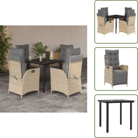 Cuscini da seduta - vidaXL Set Pranzo da Giardino 5 pz con Cuscini Beige Misto Polyrattan - Cuscini sfoderabili