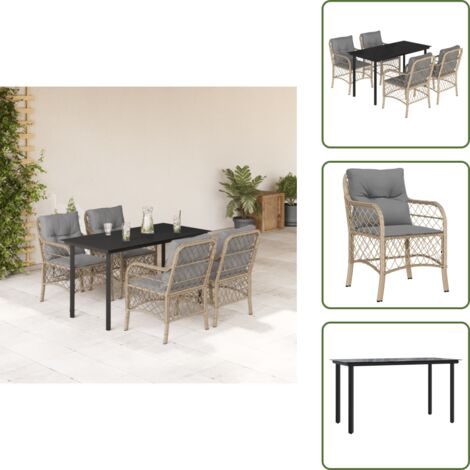 Cuscini da seduta - vidaXL Set Pranzo da Giardino 5 pz con Cuscini Beige Misto Polyrattan - Cuscini sfoderabili