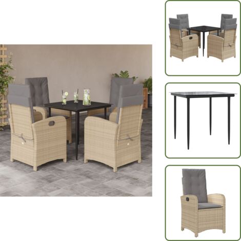 Cuscini da seduta - vidaXL Set Pranzo da Giardino 5 pz con Cuscini Beige Misto Polyrattan - Cuscini sfoderabili