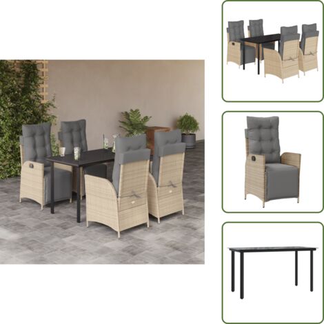 Cuscini da seduta - vidaXL Set Pranzo da Giardino 5 pz con Cuscini Beige Misto Polyrattan - Cuscini sfoderabili
