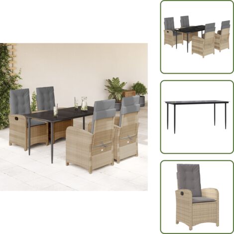 Cuscini da seduta - vidaXL Set Pranzo da Giardino 5 pz con Cuscini Beige Misto Polyrattan - Cuscini sfoderabili