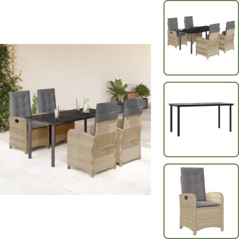 Cuscini da seduta - vidaXL Set Pranzo da Giardino 5 pz con Cuscini Beige Misto Polyrattan - Cuscini sfoderabili