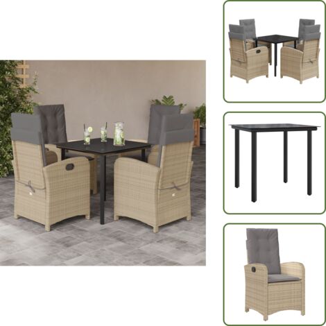 Cuscini da seduta - vidaXL Set Pranzo da Giardino 5 pz con Cuscini Beige Misto Polyrattan - Cuscini sfoderabili