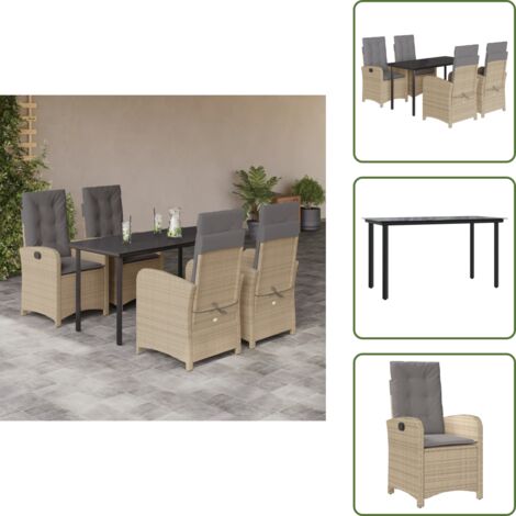 Cuscini da seduta - vidaXL Set Pranzo da Giardino 5 pz con Cuscini Beige Misto Polyrattan - Cuscini sfoderabili