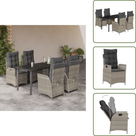 Cuscini da seduta - vidaXL Set Pranzo da Giardino 5pz con Cuscini Grigio Chiaro Polyrattan - Cuscini da schienale