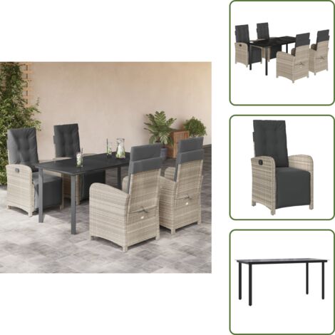 Cuscini da seduta - vidaXL Set Pranzo da Giardino 5pz con Cuscini Grigio Chiaro Polyrattan - Cuscini da schienale