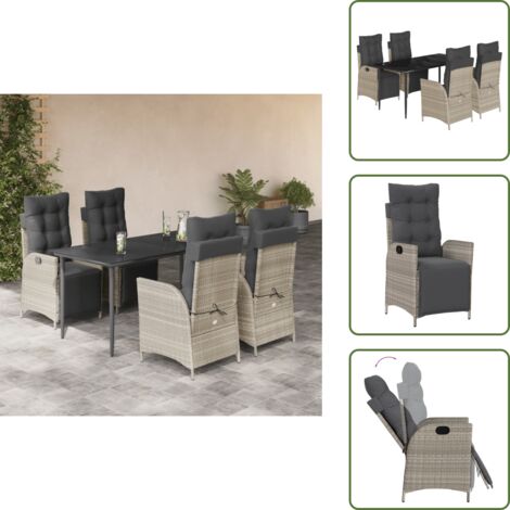 Cuscini da seduta - vidaXL Set Pranzo da Giardino 5pz con Cuscini Grigio Chiaro Polyrattan - Cuscini sfoderabili
