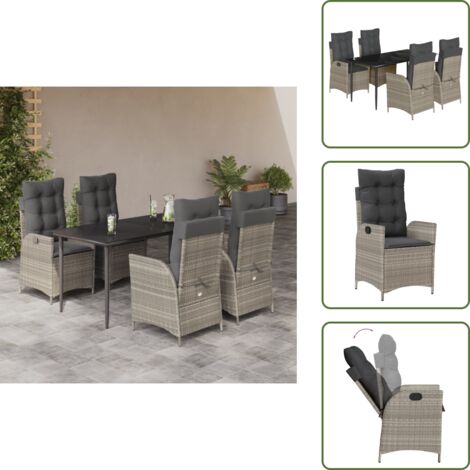 Cuscini da seduta - vidaXL Set Pranzo da Giardino 5pz con Cuscini Grigio Chiaro Polyrattan - Cuscini sfoderabili