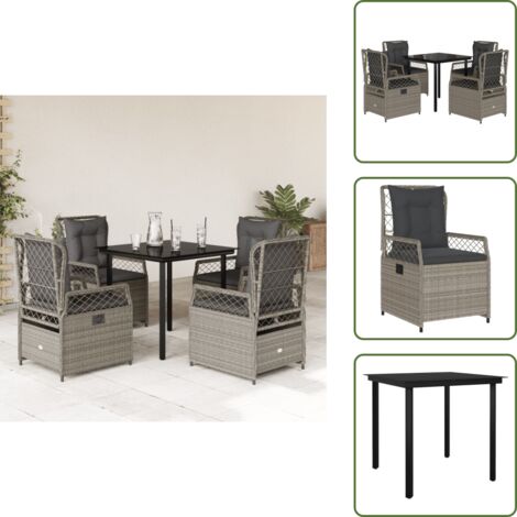 Cuscini da seduta - vidaXL Set Pranzo da Giardino 5pz con Cuscini Grigio Chiaro Polyrattan - Cuscini sfoderabili