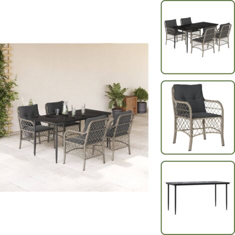 Cuscini da seduta - vidaXL Set Pranzo da Giardino 5pz con Cuscini Grigio Chiaro Polyrattan - Cuscini sfoderabili