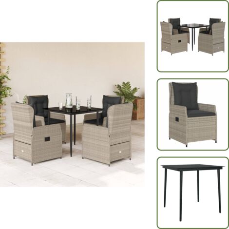 Cuscini da seduta - vidaXL Set Pranzo da Giardino 5pz con Cuscini Grigio Chiaro Polyrattan - Cuscini sfoderabili
