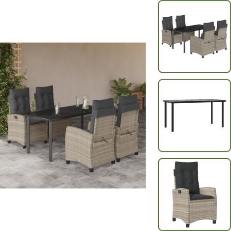 Cuscini da seduta - vidaXL Set Pranzo da Giardino 5pz con Cuscini Grigio Chiaro Polyrattan - Cuscini sfoderabili