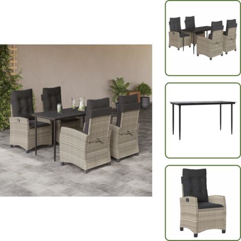 Cuscini da seduta - vidaXL Set Pranzo da Giardino 5pz con Cuscini Grigio Chiaro Polyrattan - Cuscini sfoderabili