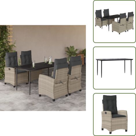 Cuscini da seduta - vidaXL Set Pranzo da Giardino 5pz con Cuscini Grigio Chiaro Polyrattan - Cuscini sfoderabili