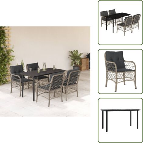 Cuscini da seduta - vidaXL Set Pranzo da Giardino 5pz con Cuscini Grigio Chiaro Polyrattan - Cuscini sfoderabili