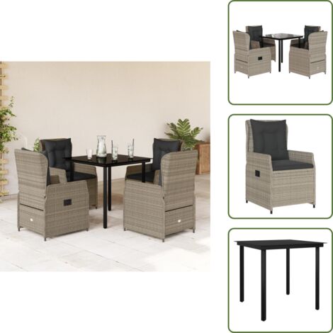 Cuscini da seduta - vidaXL Set Pranzo da Giardino 5pz con Cuscini Grigio Chiaro Polyrattan - Cuscini sfoderabili