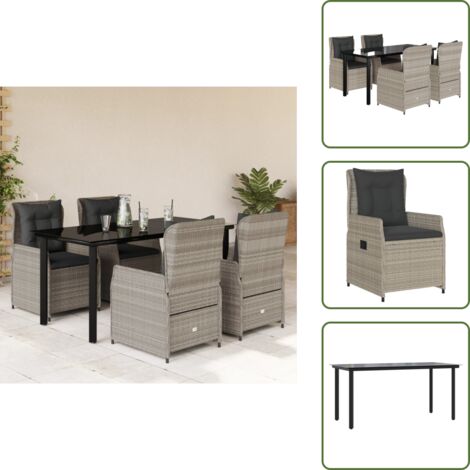Cuscini da seduta - vidaXL Set Pranzo da Giardino 5pz con Cuscini Grigio Chiaro Polyrattan - Cuscini sfoderabili