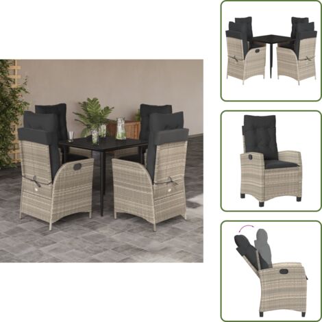 Cuscini da seduta - vidaXL Set Pranzo da Giardino 5pz con Cuscini Grigio Chiaro Polyrattan - Cuscini sfoderabili