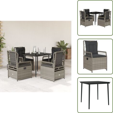 Cuscini da seduta - vidaXL Set Pranzo da Giardino 5pz con Cuscini Grigio Chiaro Polyrattan - Cuscini sfoderabili
