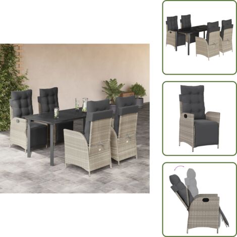 Cuscini da seduta - vidaXL Set Pranzo da Giardino 5pz con Cuscini Grigio Chiaro Polyrattan - Cuscini sfoderabili