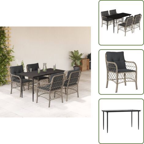 Cuscini da seduta - vidaXL Set Pranzo da Giardino 5pz con Cuscini Grigio Chiaro Polyrattan - Cuscini sfoderabili
