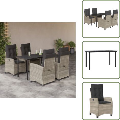 Cuscini da seduta - vidaXL Set Pranzo da Giardino 5pz con Cuscini Grigio Chiaro Polyrattan - Mobili da esterno