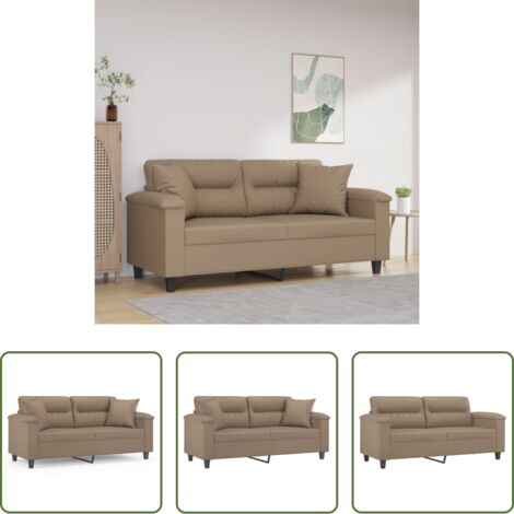 Cuscini decorativi -  Divano a 2 Posti con Cuscini Cappuccino 140 cm in Similpelle