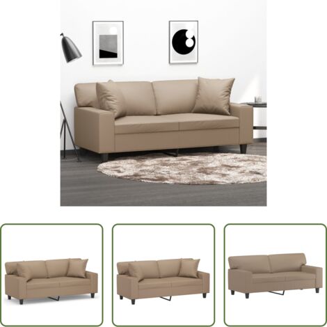 Cuscini decorativi -  Divano a 2 Posti con Cuscini Cappuccino 140 cm in Similpelle