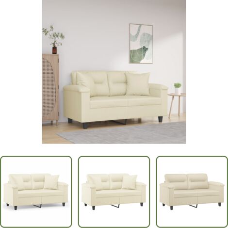 Cuscini decorativi -  Divano a 2 Posti con Cuscini Crema 120 cm in Similpelle