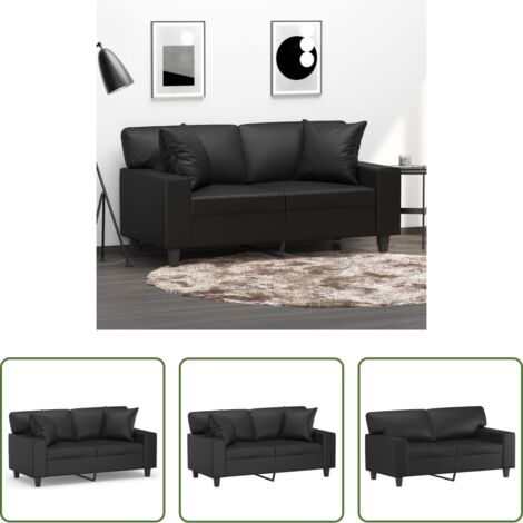 Cuscini decorativi -  Divano a 2 Posti con Cuscini Nero 120 cm in Similpelle