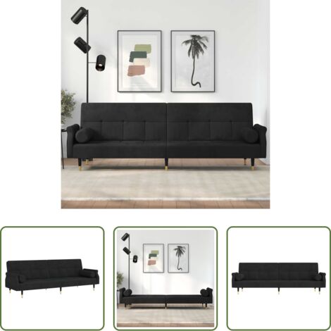 Cuscini -  Divano Letto con Cuscini Nero in Velluto