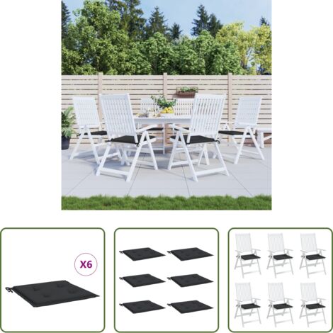 Cuscini esterni -  Cuscini per Sedia 6 pz Neri 50x50x4 cm in Tessuto Oxford