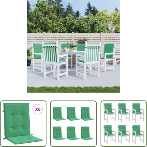 Cuscini esterni -  Cuscini per Sedia 6 pz Verdi 100x50x3 cm in Tessuto Oxford