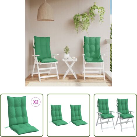 Cuscini esterni -  Cuscini per Sedia con Schienale Alto 2 pz Verde Tessuto Oxford