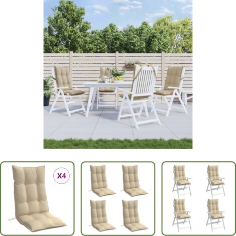 Cuscini esterni -  Cuscini per Sedia con Schienale Alto 4 pz Beige Tessuto Oxford