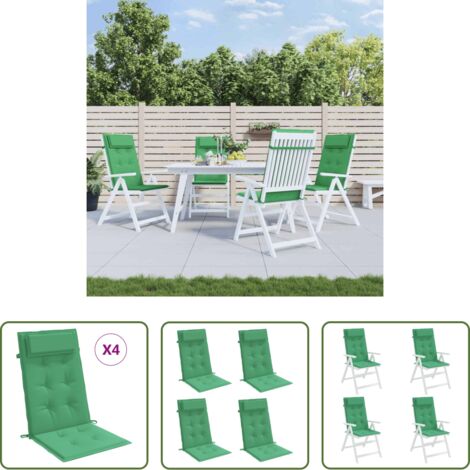 Cuscini esterni -  Cuscini per Sedia con Schienale Alto 4 pz Verde Tessuto Oxford