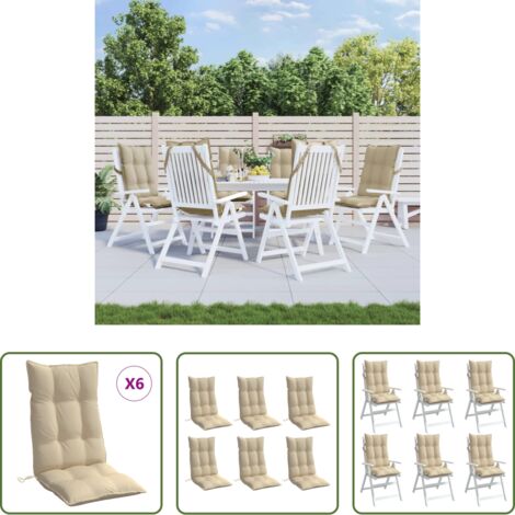 Cuscini esterni -  Cuscini per Sedia con Schienale Alto 6 pz Beige Tessuto Oxford