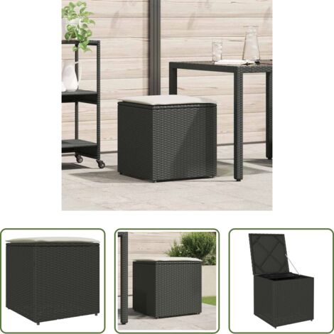 Cuscini esterni -  Scatola per Cuscini Nero 50 x 50 x 50 cm polyrattan