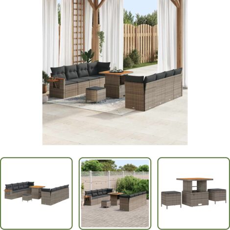 Cuscini esterni -  Set Divano da Giardino con cuscino 11 pcs Grigio