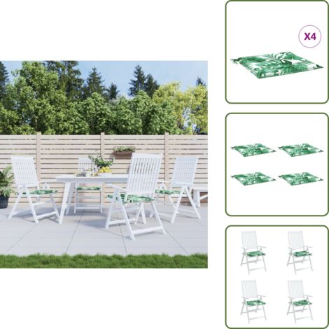 Cuscini esterni - vidaXL Cuscini per Sedia 4 pz Motivo a Foglie 40x40x4 cm Tessuto - Cuscini per casa