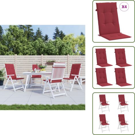 Cuscini esterni - vidaXL Cuscini per Sedie 4 pz Rosso Vino 120x50x3 cm in Tessuto - Cuscini per casa