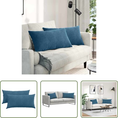 Cuscini in corduroy -  Cuscini da Divano 2 pcs Blu 80 x 40 cm Tessuto in Cords