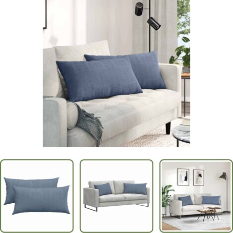Cuscini in corduroy -  Cuscini da Divano 2 pcs Blu 80 x 40 cm Tessuto in Cords
