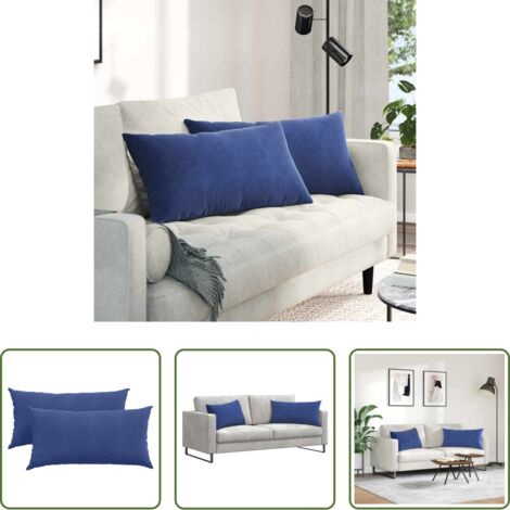 Cuscini in corduroy -  Cuscini da Divano 2 pcs Blu Polizia 80 x 40 cm Tessuto in Cords