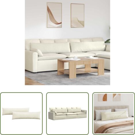 Cuscini in corduroy -  Cuscini da Divano 2 pcs Crema 145 x 40 cm Tessuto in Cords